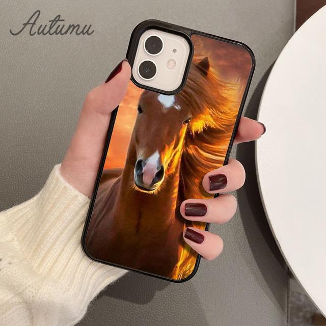 Beautiful Horses Sunset Phone Case for iPhone 11 12 13 14 Pro Max Mini XR XS SE 2020 7 8 Plus Samsung Galaxy S21 S22 Shell