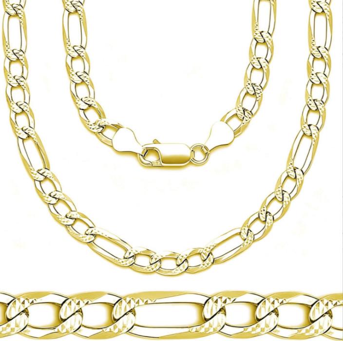 Men's 6mm Patterned Stainless Steel Cuban Figaro Chain Necklace