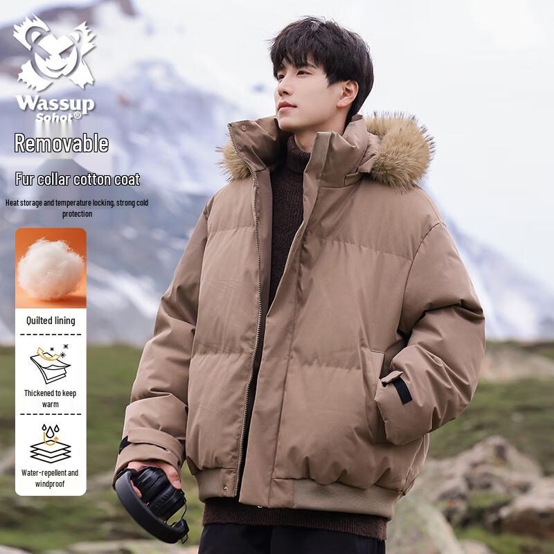 Wassup Sohot Men's Detachable Hooded Parka Jacket