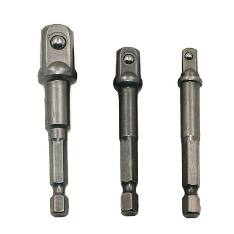 Drill 1socket Adapter Bits Set Hex Shank 14" 38" 12" 3pcs Impact Driver Tools