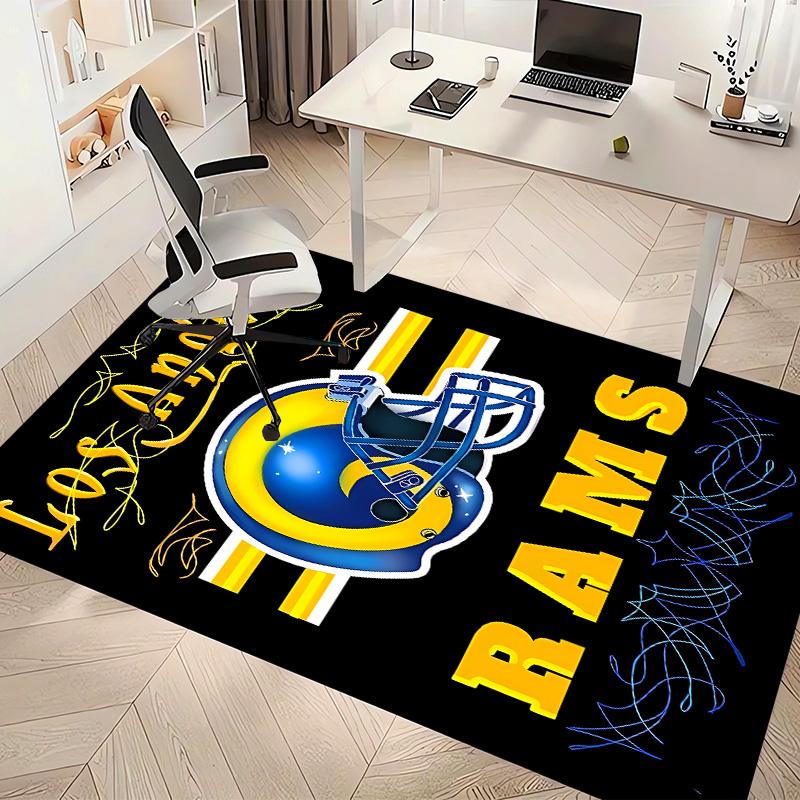 Los Angeles Rams Logo Print Area Rug - Soft, Washable Non-Slip Indoor Mat for Office Chairs, Living Room, Home Office Decorative Rug