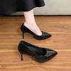 Lackleder dünne Absätze spitze High Heels Metallspitze Anti-Kick einfarbige Schuhe bequem und keine müden Füße große Größe Weitung