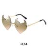 Novel Rimless Devil Ear Heart Shape Sunglasses for Women Men Trendy Creative Party Halloween Cosplay Glasses UV Protection