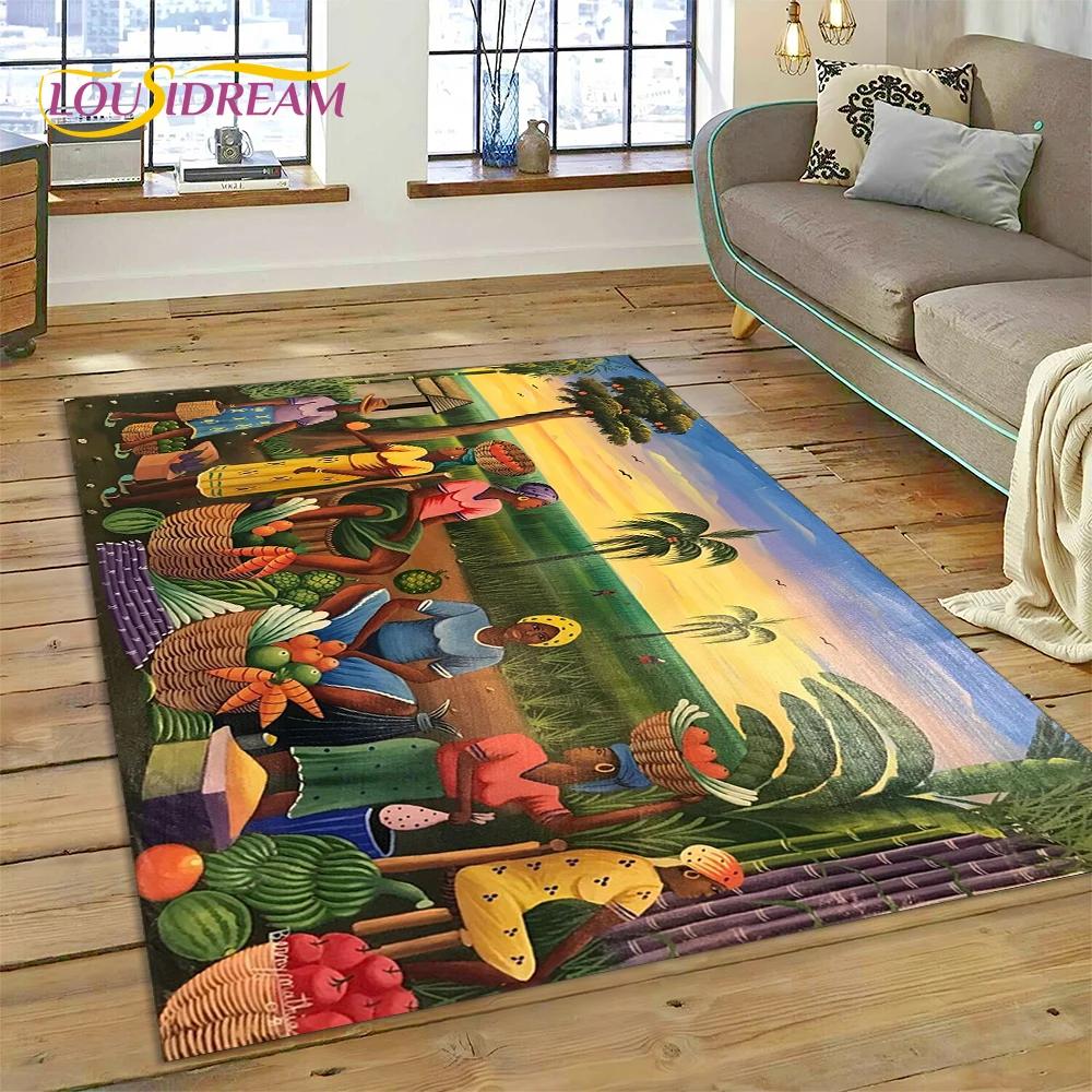 Cartoon Africa Ethiopian Custom Painting Art Carpet Rug for Bedroom Living Room Home Sofa Decoration,kids Large Decor Floor Mat