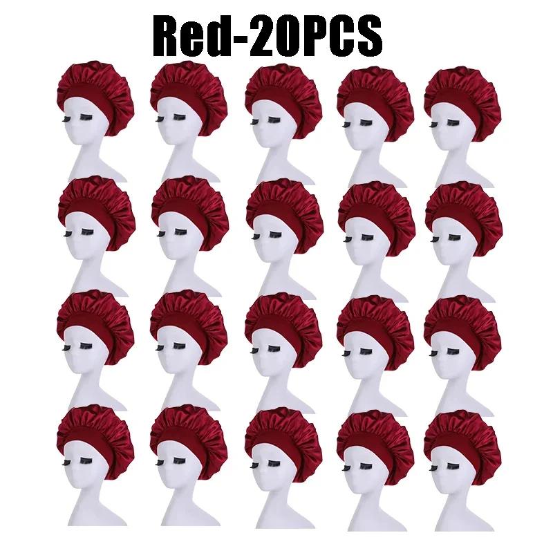 High Elastic Satin Solid Sleeping Hat Hair Care Bonnet Nightcap Multi-color Reusable Women Home Sleeping Cap Accessories