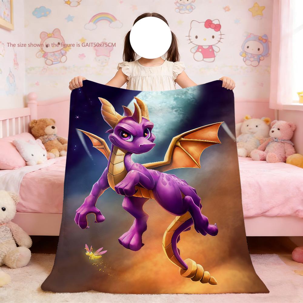 S-Spyro Game Pattern Blanket For Soft Throw Blanket for Picnic Bed Sofa Home Bedroom Cozy Warm Comfortable 75x90cm