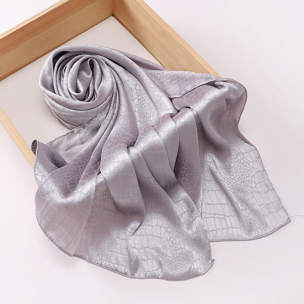 70*170CM Malaysia New Simulation Silk Silk Satin Jacquard Crocodile Pattern Long Scarf Women Shawl Wrap Head Cover