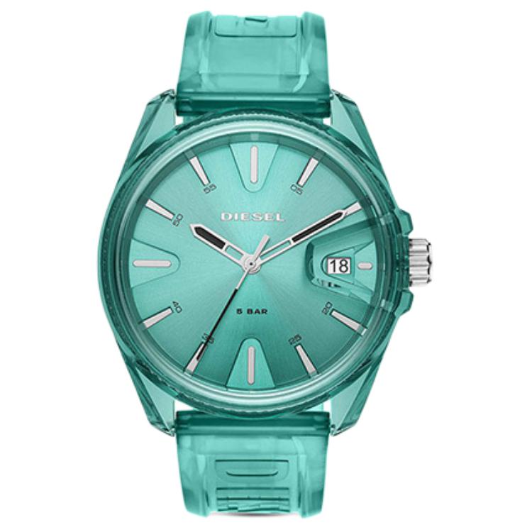 Diesel Ms9 Watch Quartz Movement Silicone Strap Blue Dial Unisex Chameleon Dial Calendar Stylish Transparent Unisex watches DZ1928 Green