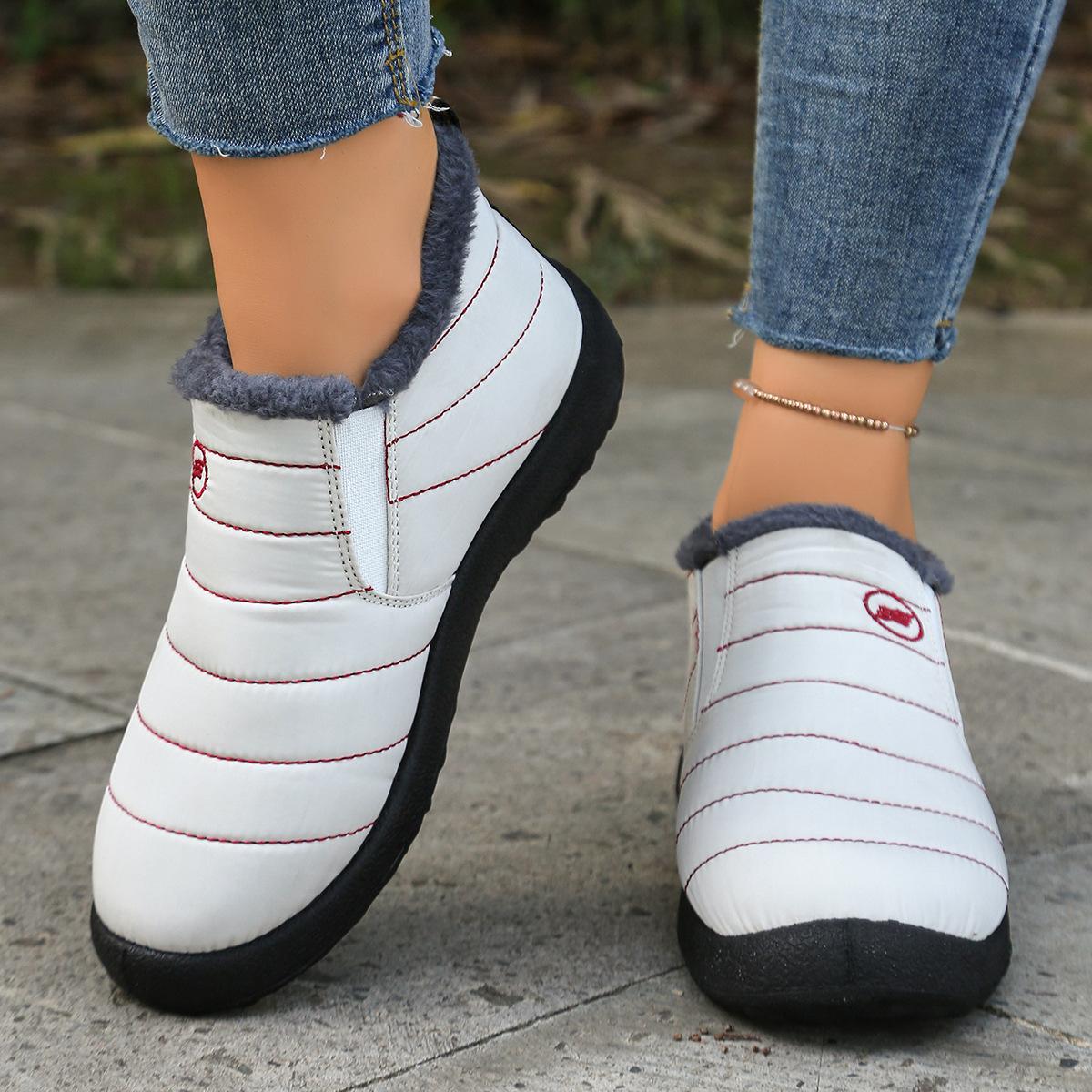 

Очень теплые зимние ботинки большого размера 48 - Нескользящая толстая подошва, Зимние ботинки с круглым носком, Минималистичный дизайн однотонного цвета для походных ботинок для улицы 39 белый