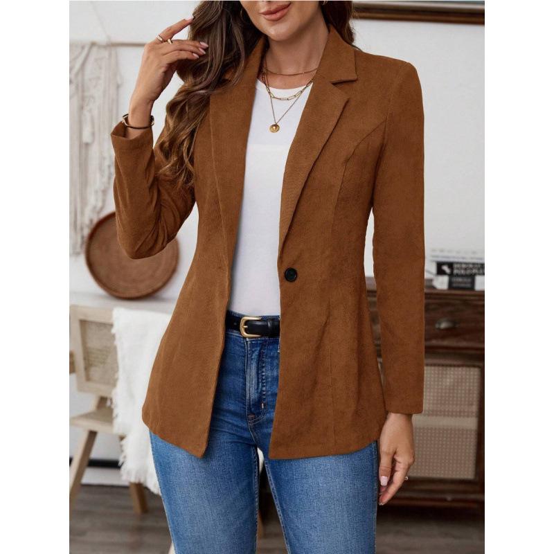 Women's 2025 Autumn and Winter New Corduroy Solid Color Suit Button Jacket