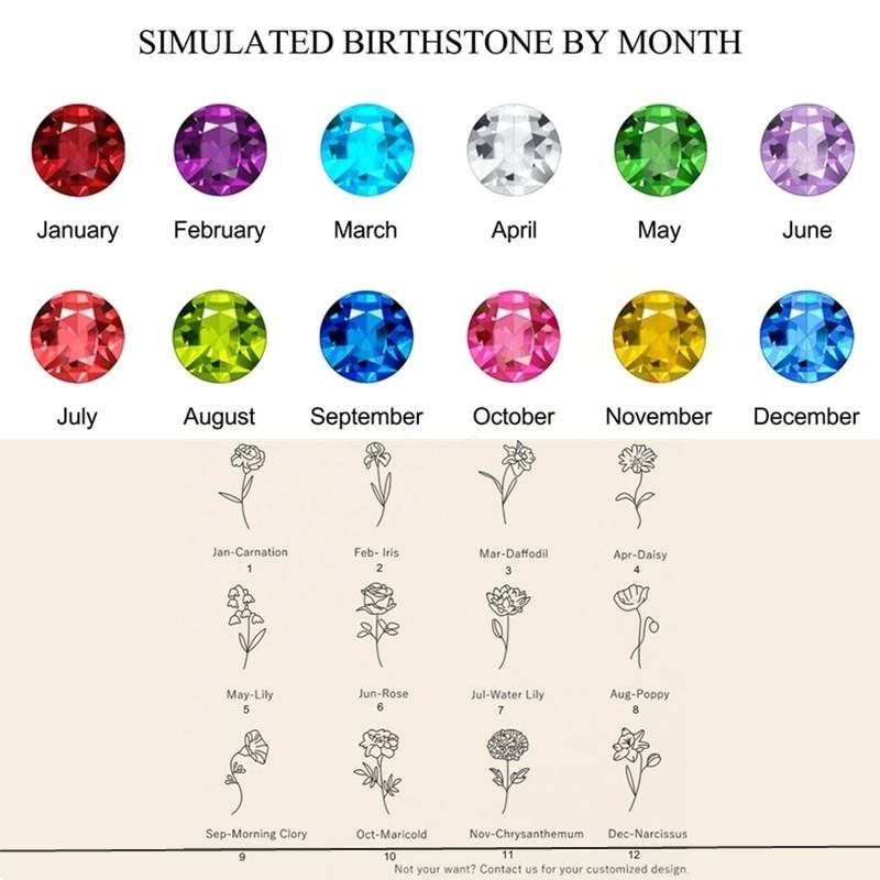 Personalized Birthstone Bracelet Custom Birth Flower Bracelets Dainty Birth Flower Charm for Women,Gifts for Her,Mothers Day