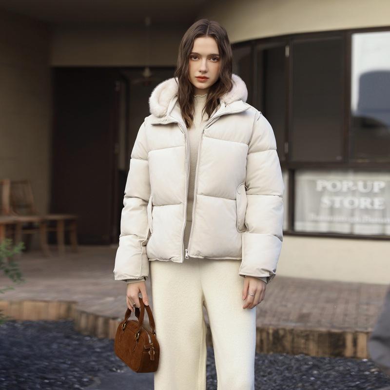 Cotton clothes imitation hooded splicing jacket fluffy fashion cotton clothes new thickened cotton clothes short