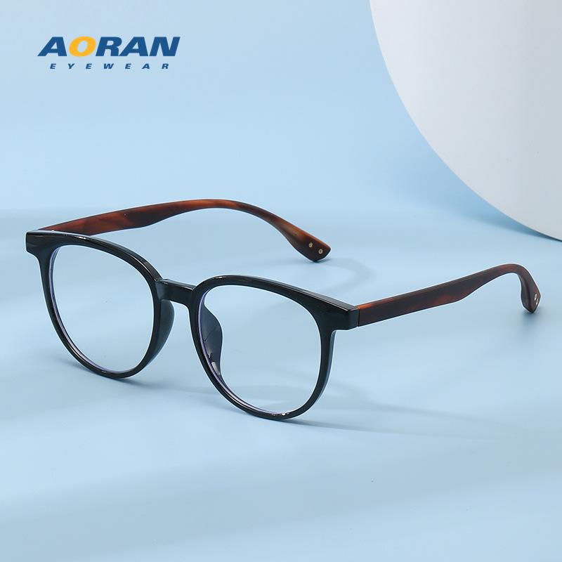 Retro Japanischer Stil Faux Holz Brille mit Schwarzen Rahmen für Männer & Frauen, Passform für großes Gesicht, Stärke 0