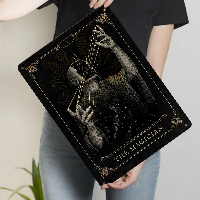 

Vintage Tarot The Magician Metal Wall Art Retro Mystical Home Decor Living Room Study Room Hanging Decoration 20x30cm（7.8x11.8inch）