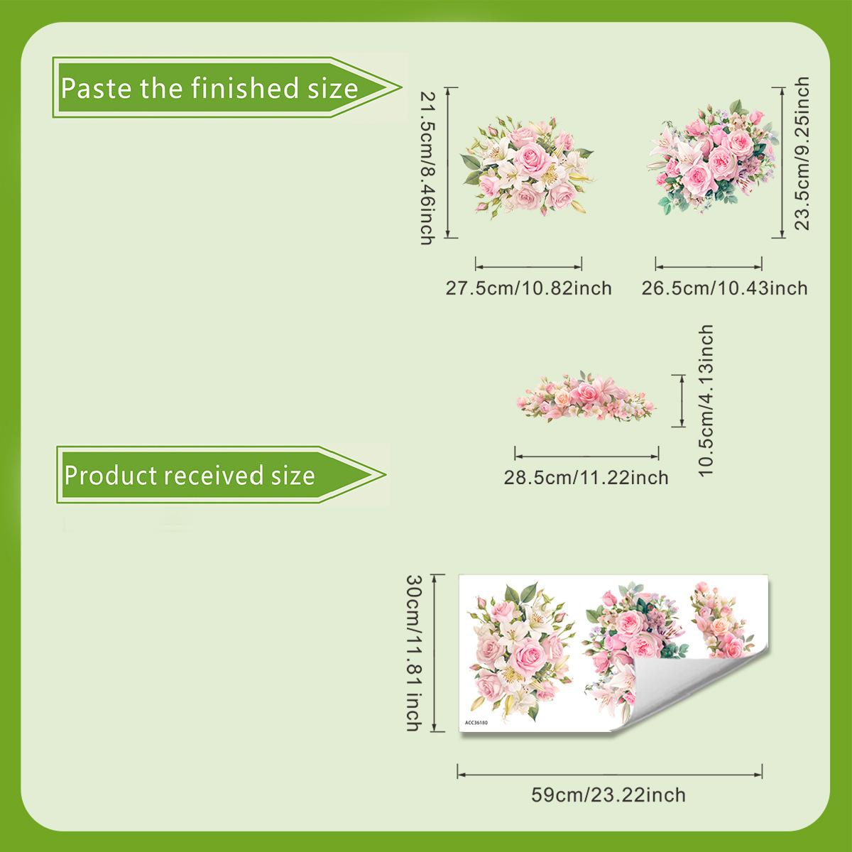 

Рожева Троянда та Лілія Самоклеючі Декоративні Наклейки на Стіну у Ванну Кімнату 30*60cm