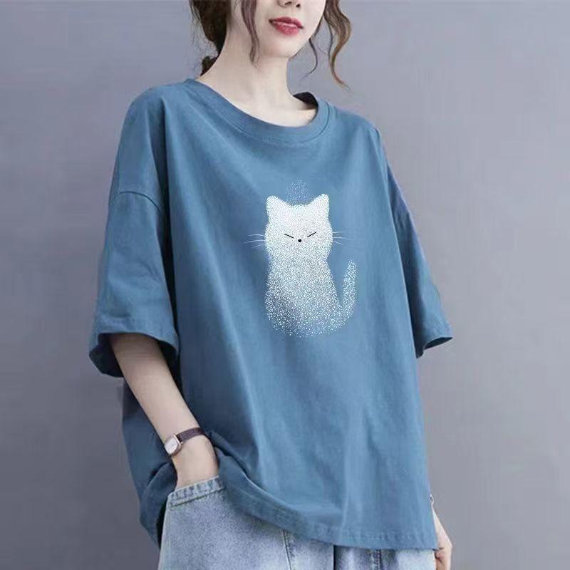 Summer Women Cotton Short-sleeved T-shirt Women Loose Tops