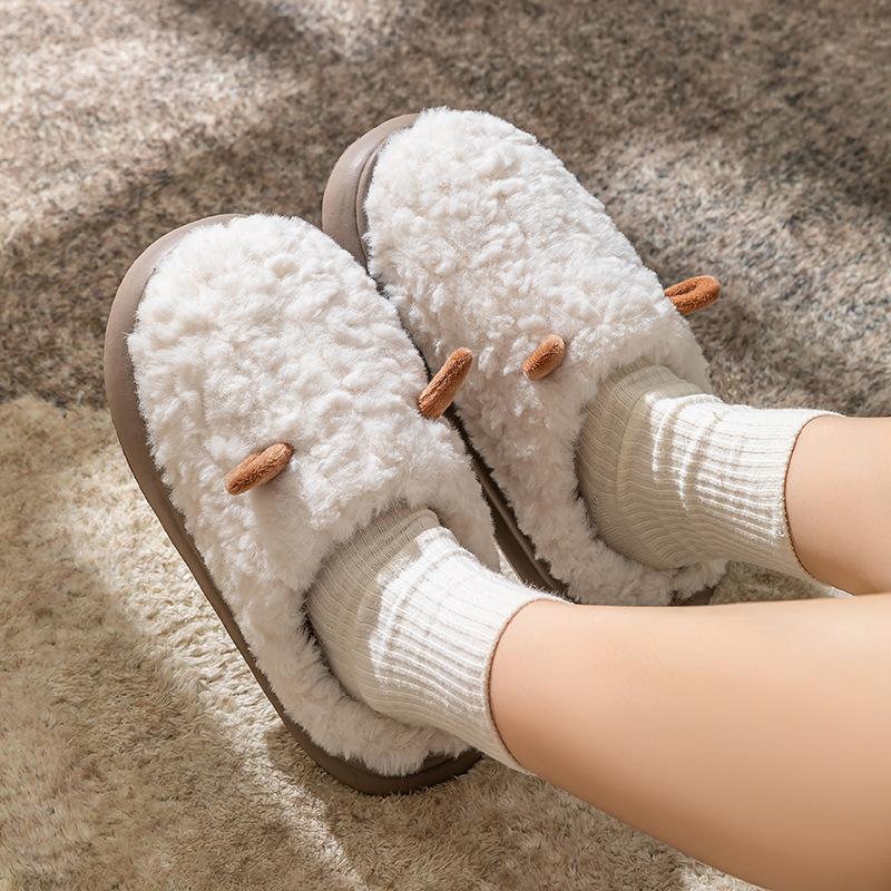 Cotton Slippers Autumn and Winter Bag Head Warm Plush Thickened Soft Sole Soft Couple Home Shoes