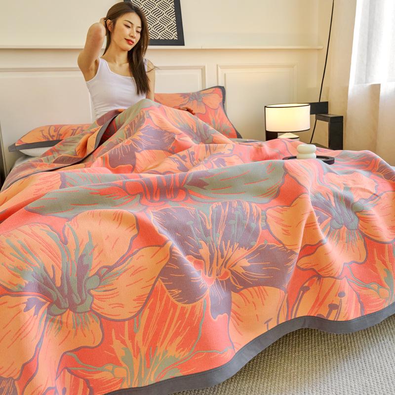 

Двошарова ковдра з чистої бавовняної марлі – Бавовняний плед з довговолокнистої бавовни для сну та покривало для ліжка 150*200 Three-Piece Set