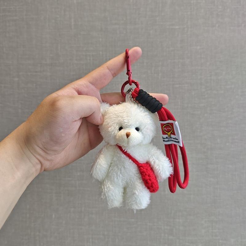 Cute Bear Xmas Bag Hanging Pendent Handmade New Year Creative Christmas Eve Party Gift Plush Bear Christmas Tree Keychain Decor