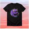 Purple Skull Graphic Black Cotton Unisex T-Shirt Short Sleeve Crew Neck One Size