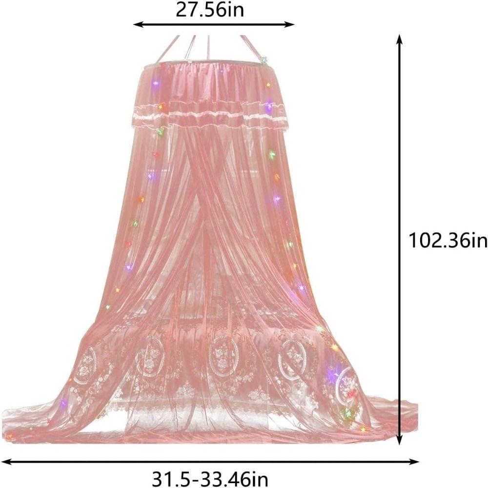 Acetate Fibre Mosquito Net Solid Color with LED light Princess Bed Canopy Canopy Curtains Easy Installation Dome Bed Netting