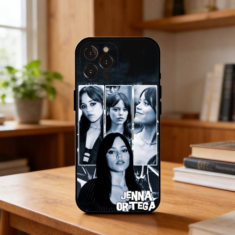 Schöne J-Jenna Ortega Schauspielerin Handyhülle Für iPhone17 16 15 14 13 12 11 Pro Max Plus,5G Weiche Schwarze Hülle