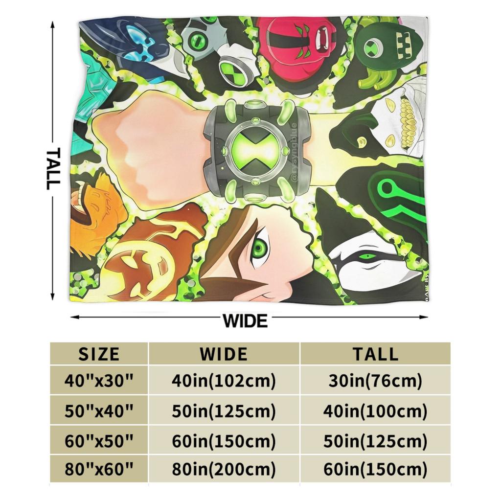 Ben 10 Omnitrix Unleashed Soft Warm blanket  Travel Plush Bedding Throws Pattern Bedroom Flannel Bedspread Sofa Bed Cover