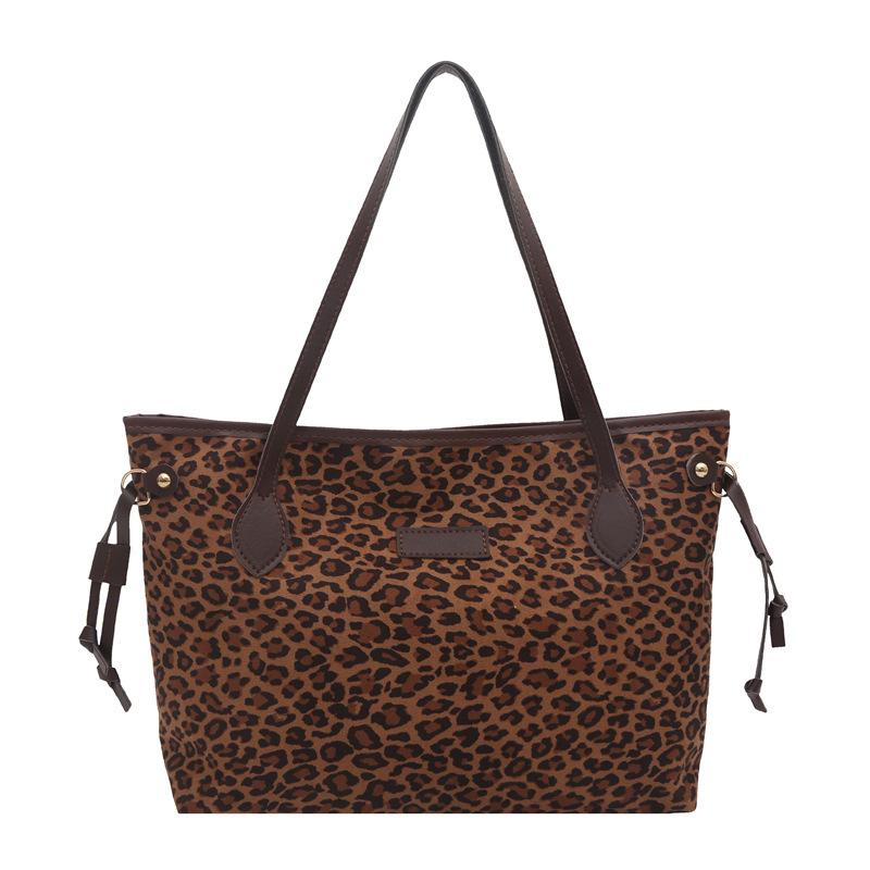 Large Capacity Leopard Print Tote Bag Women's New Commuter Simple Shoulder Bag Women's Fashionable Casual Handbag Bag
