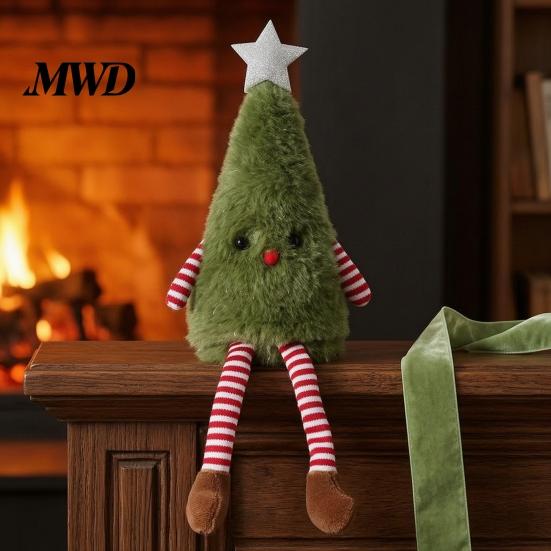 Healing Style Tree Plushie Christmas Plush Ornament with Dangling Legs, Cute Soft Stuffed Figure, Decorative for Sofas Doll Home Living Room Sofa And