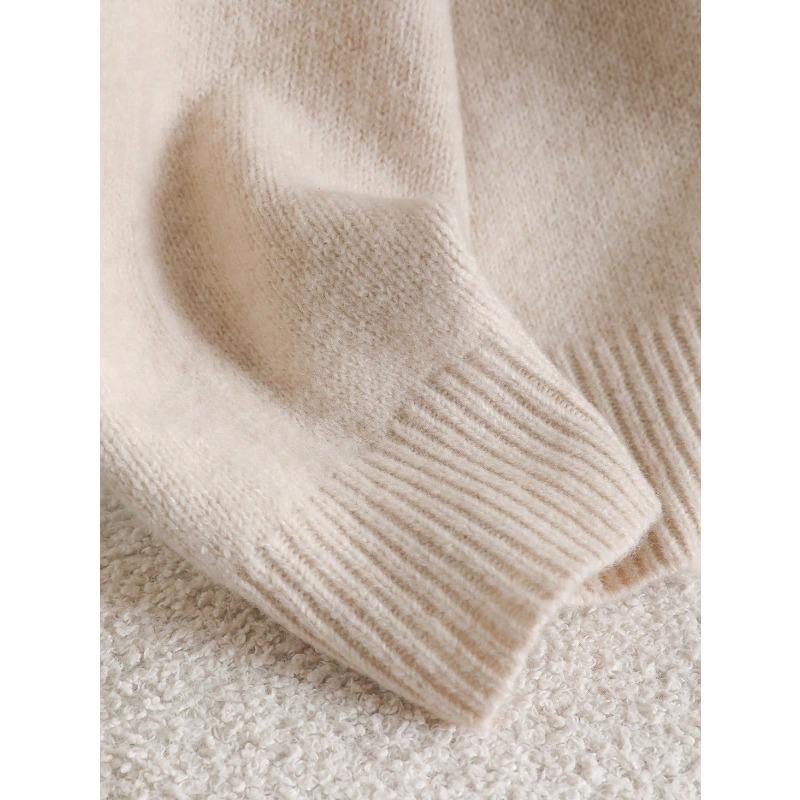 Women Loose V Neck Bow Thick Knitted Casual Sweater Outerwear