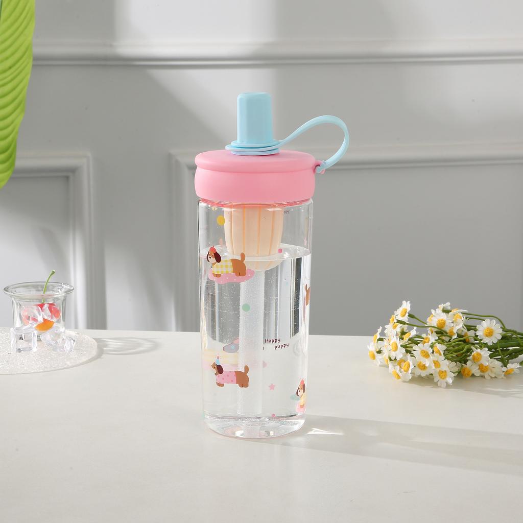 Water Bottle High Value Cute Plastic Cup Summer Girl Cartoon Flower Tea Cup Tea Separation Tea Cup Portable Sports Water Cup
