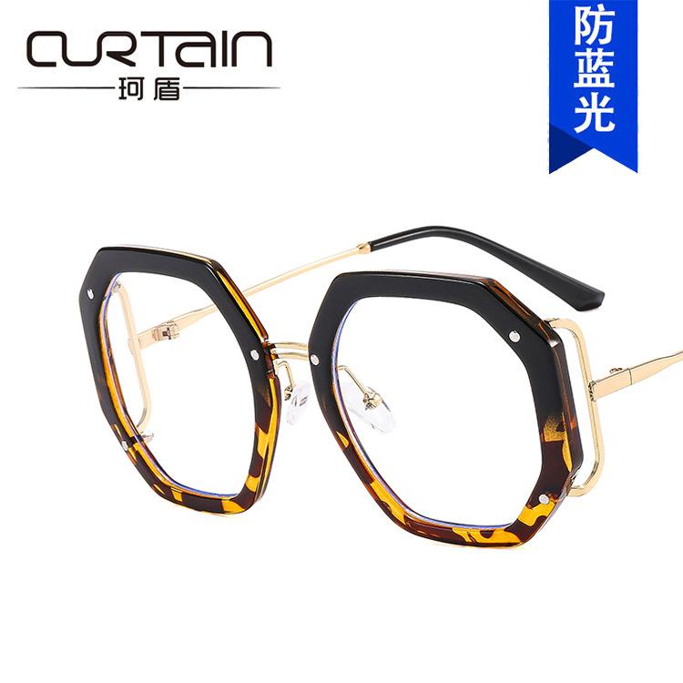 Polygonal glasses frame new anti-blue light side hollow European and American glasses frame ins glasses frame personality trend