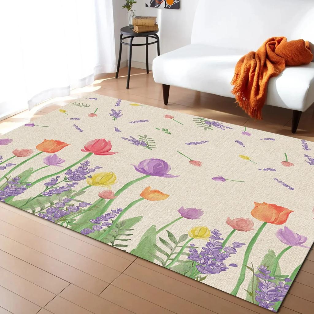 Covor Lalea Primăvară botanic Flori Covor de Zonă pentru Living Dormitor Copii Covoraș de Podea Floral Grădină Naturală Covoraș de Bucătărie