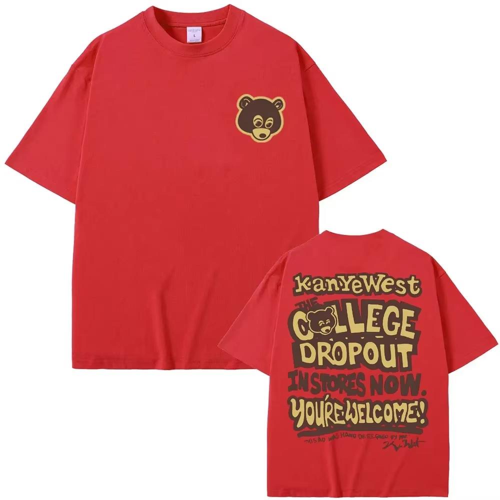 The Most Famous Kanye West College Dropout Pattern Printed Tshirt 2026 for Unisex and Women Hiphop Rap Retro Tshirt Casual Top