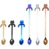 6 PCS Cat Spoon Coffee Tea Spoon Set, ESRISE Stainless Steel Mini Long Cute Kitten Stirring Teaspoons for Dessert Drink Mixing Milkshake (Multi)