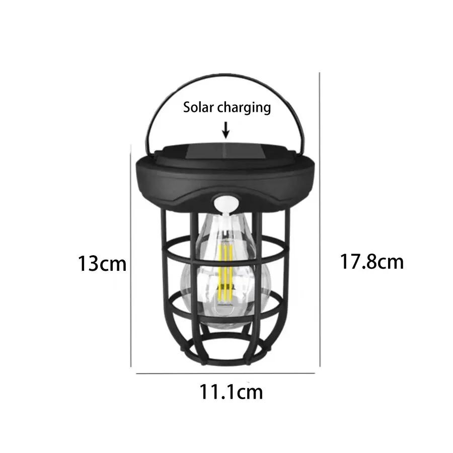 Portable Solar Induction Outdoor Atmosphere Camping Light Creative Waterproof Tungsten Filament Light Bright Hanging Tent Light