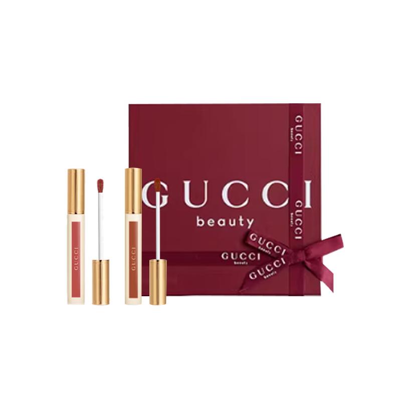 Gucci Makeup Set Qingse Watery Lip Gloss Celebrity Two-color Lipstick Gift Box Two-piece Set: Aqua Lip Gloss #217 3.5g + Aqua Lip Gloss #308 3.5g