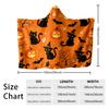 1pc Halloween black cat pumpkin bat print hooded blanket flannel hoodie, wearable cape blanket, soft and casual blanket