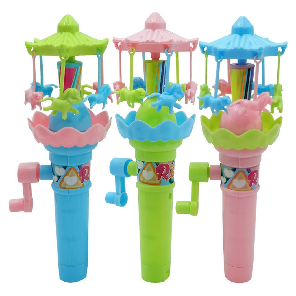 Hand Cranked Rotating Carousel Toy with LED Lights Glowing Toy (Random Color) Fun Merry-Go-Round Toy with Lights