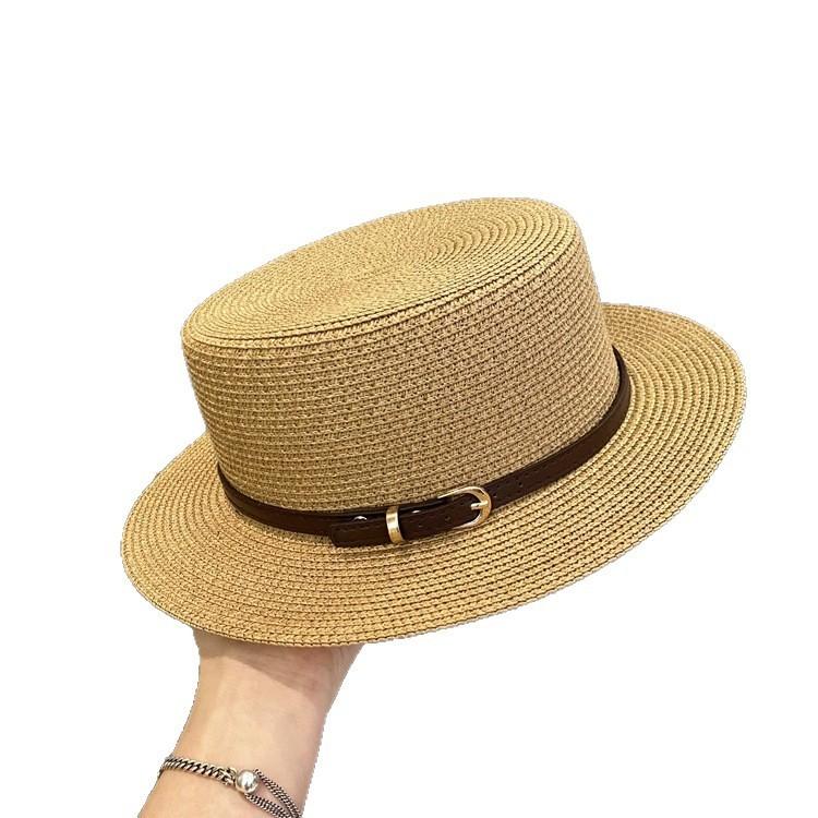 Womens Panama Style Straw Hat With Short Brim For Vacation Sunshade