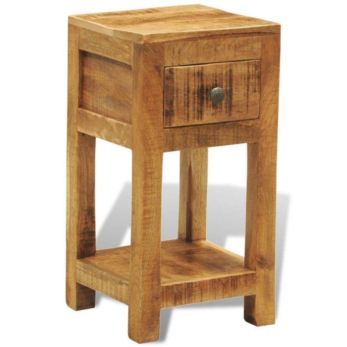 VidaXL Table de chevet avec 1 tiroir Bois massif de manguier