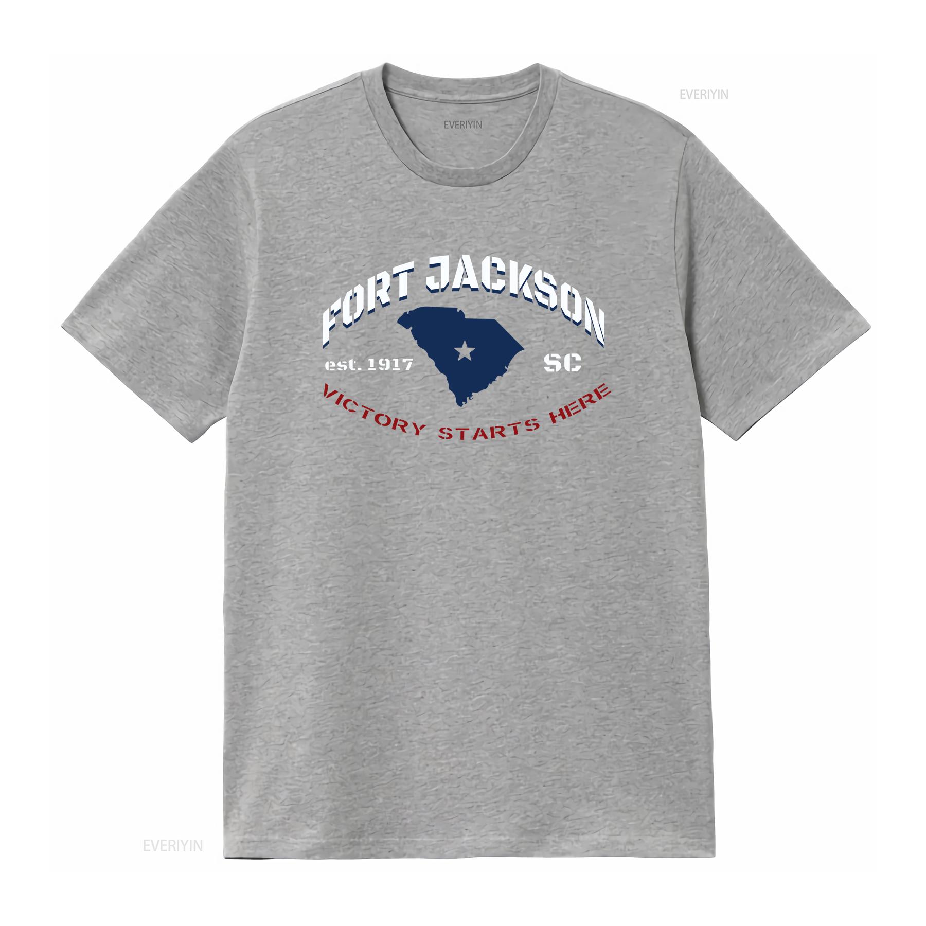 

FORT JACKSON EST 1917 SC VICTORY STARTS HERE T Shirt vintage Washed designer clothes Soft homme Comfortable S
