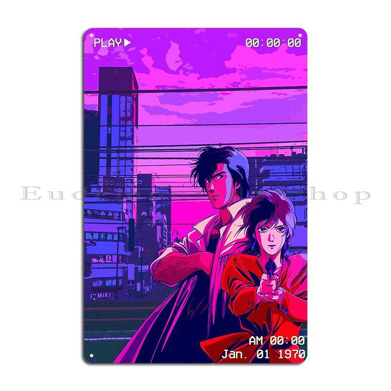 City Hunter Nicky Larson In Tokyo Metal Plaque Poster Home Designer Cinema Create Mural Tin Sign Poster