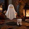 3D Printed Dog-Walking Ghost Decor Ornaments Creative Halloween Decorations Cute Funny Ghost Figurine Holiday Party Scenes
