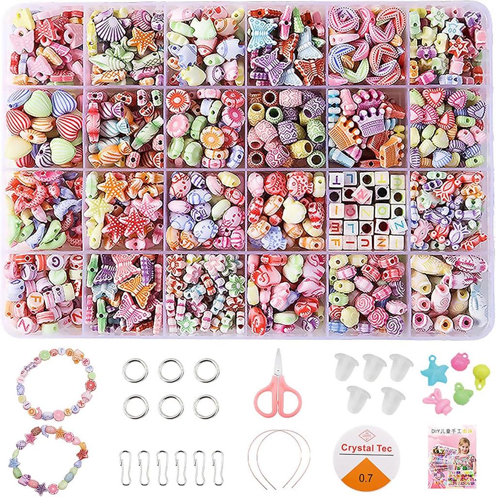 Children's Handmade Beaded Girls Wear Beads Educational Toys Diy Jewelry Bracelet Necklace Jewelry Around Beads Beads Set