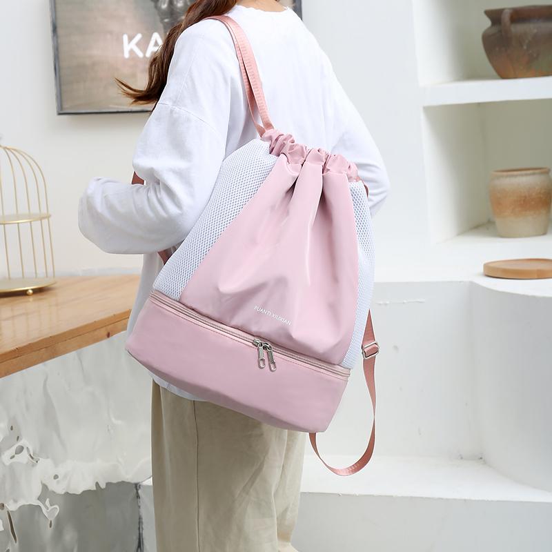Lightweight Durable Oxford Drawstring Backpack Casual Fitness Gym Bag with Shoes Compartment Fashionable School Sports Bag