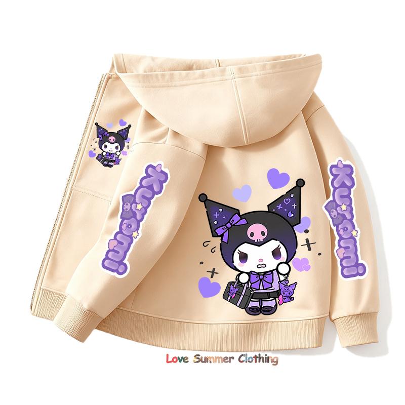 Mikina s kapucí na zip Kawaii Dětská Streetwear Kuromi Dětská Mikina na zip Dětská Mikina Manga Oblečení Dítě Dívka Chlapec Top Mikina