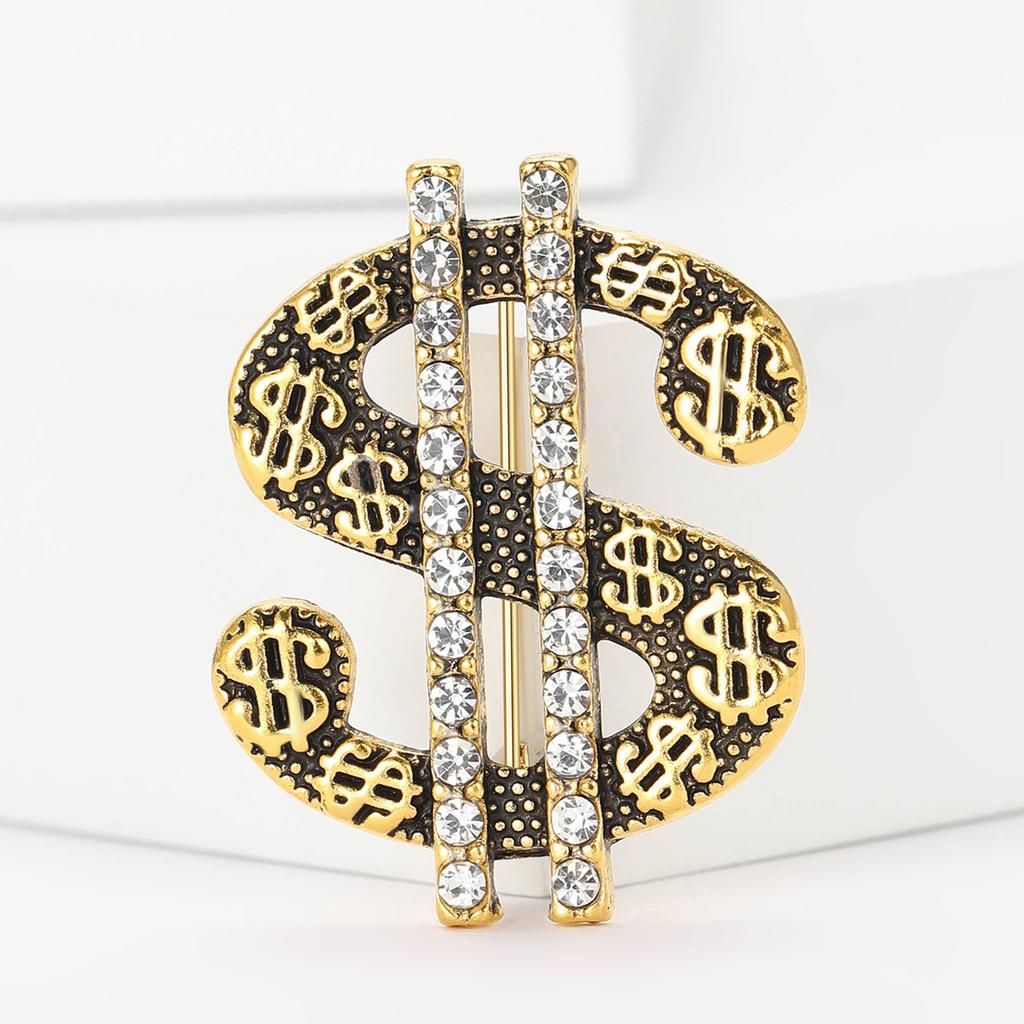 Hip Hop Creative Alloy Dollar Sign Brooch Personality Trend Men'S Suit Coat Corsage Accessories Pin
