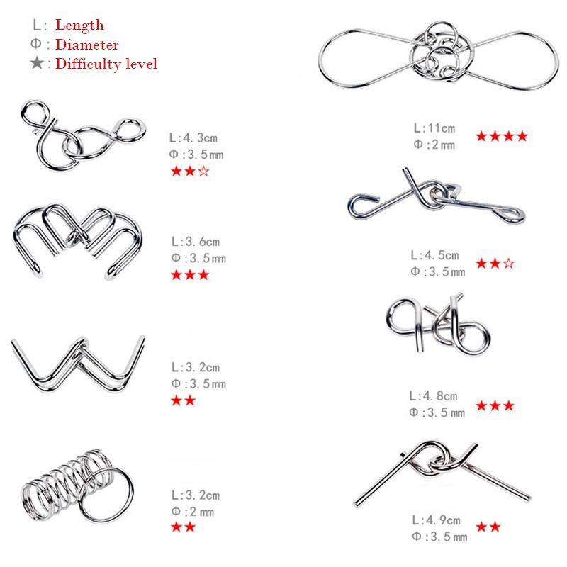 8 Teile/satz Montessori Spielzeug Kinder Denkaufgabe Metall Labyrinth Entsperren IQ Geist Denkaufgabe Rätsel Kinder Erwachsene Interaktive Spiel Unloop Spielzeug