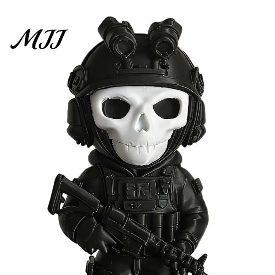 Creative Birthday Gift for Him 3D Printed Skeleton Figurine, Funny Soldier Statue with Small Ghost Figurine Weapon, Collectible Ornament Home